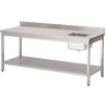 Peakokalaua laud parempoolse valamuga ja roostevabast terasest tagaseinaga - L 1600 x 700mm - Gastro M