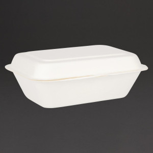 Hinged Bagasse Compostable Trays - 500 ml - 250 Pack - Fiesta Green
