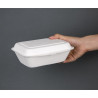Hinged Bagasse Compostable Trays - 500 ml - 250 Pack - Fiesta Green
