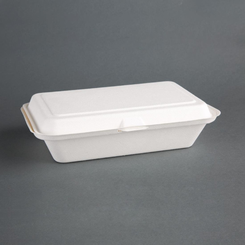 Barquettes À Charnière en Bagasse Compostables - L 248mm - Lot de 250 - Fiesta Green Barquettes À Charnière en Bagasse Compostables - L 248mm - Lot de 250 - Fiesta Green