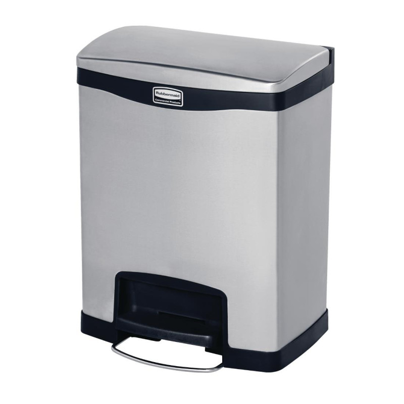 Front pedal stainless steel Slim Jim trash can - 30L - Rubbermaid Front pedal stainless steel Slim Jim trash can - 30L - Rubbermaid