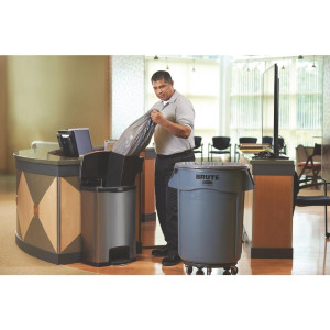 Prügikast pedaaliga eesmine roostevabast terasest Slim Jim - 50L - Rubbermaid