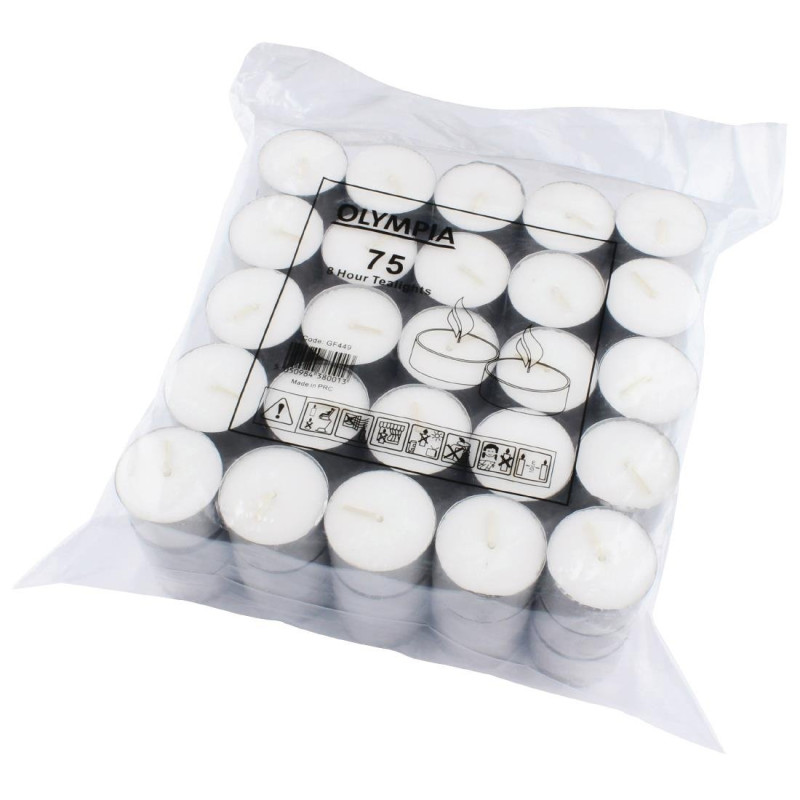 Tealights 8 Hours - Pack of 75 - Olympia - Fourniresto Tealights 8 Hours - Pack of 75 - Olympia - Fourniresto