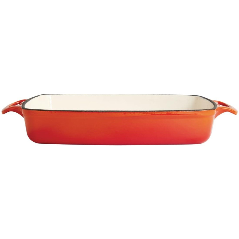 Rectangular Orange Cast Iron Dish - 2.8L - Vogue Rectangular Orange Cast Iron Dish - 2.8L - Vogue