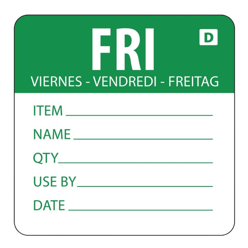 Soluble Labels Day of the Week "Friday" - Roll of 250 - Vogue Soluble Labels Day of the Week "Friday" - Roll of 250 - Vogue