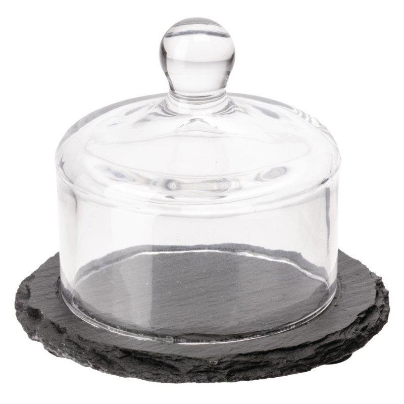 Slate Tray With Glass Dome - APS - Fourniresto Slate Tray With Glass Dome - APS - Fourniresto