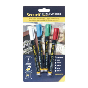 Assortii vedelate kriidipliiatside komplekt - 4 tk - Securit - Fourniresto
