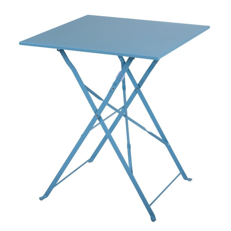 Table de terrasse carrée en acier - bleu turquoise - 600mm - Bolero - Fourniresto Table de terrasse carrée en acier - bleu turquoise - 600mm - Bolero - Fourniresto