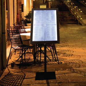 Valgustatud must LED-stend - Securit - Fourniresto
