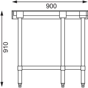 Nurga roostevabast terasest laud - 900 x 700mm - Vogue