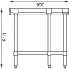 Nurga roostevabast terasest laud - 900 x 700mm - Vogue