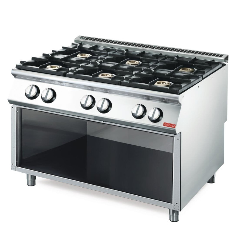 Gas Range 6 Burners 700 On Open Cabinet - Gastro M Gas Range 6 Burners 700 On Open Cabinet - Gastro M