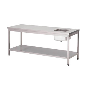Peakokalaua roostevabast terasest alusriiuliga - L 1800 x S 700 mm - Gastro M
