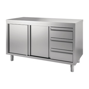 Roostevabast terasest kapp libistavate ustega ja 3 sahtliga vasakul - L 1600 x S 700 mm - Gastro M