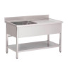 Sukeldumisalus roostevabast terasest madala riiuliga 1 vasakpoolse pesaga - L 1600 x S 700 mm - Gastro M