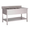 Sukeldumisalus roostevabast terasest madala riiuliga 2 kausiga vasakul - L 1600 x S 700 mm - Gastro M