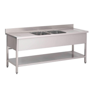 Roostevabast terasest sukeldumisbassein koos madala riiuliga 2 keskel asuva kausiga - L 2000 x S 700 mm - Gastro M