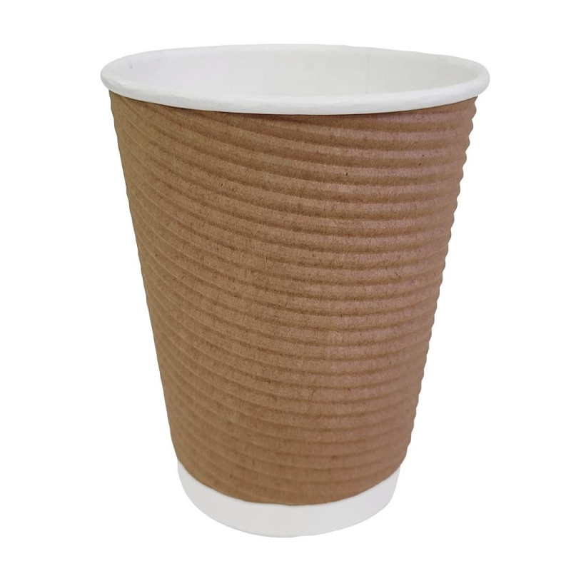 Cups Hot Drinks Insulated Corrugated Light Brown - 340ml - Pack of 500 - Fiesta Cups Hot Drinks Insulated Corrugated Light Brown - 340ml - Pack of 500 - Fiesta
