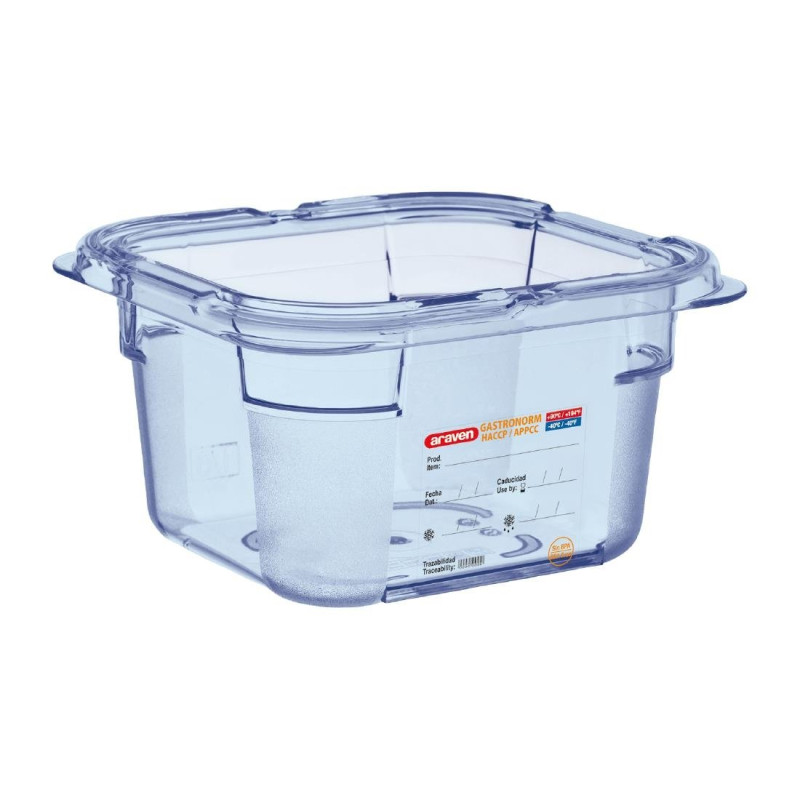 Blue airtight container ABS GN1/6 100mm - Araven - Fourniresto Blue airtight container ABS GN1/6 100mm - Araven - Fourniresto