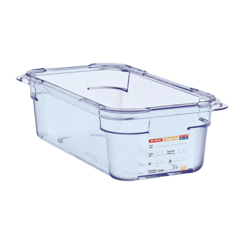 Sinine hermeetiline karp ABS - GN 1/3 100 mm - Araven - Fourniresto