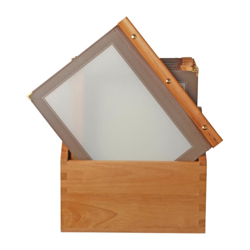Protective Menu Holder Wooden Frame A4 Brown - Securit - Fourniresto Protective Menu Holder Wooden Frame A4 Brown - Securit - Fourniresto