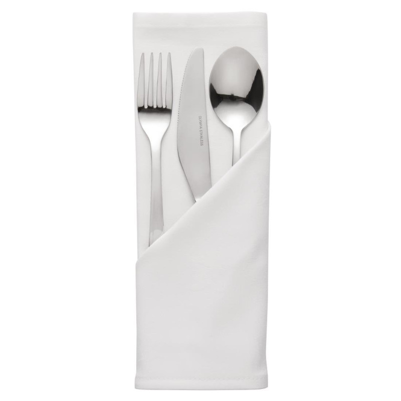 Serviettes blanches en polyester - Lot de 10 - Mitre Essentials - Fourniresto Serviettes blanches en polyester - Lot de 10 - Mitre Essentials - Fourniresto