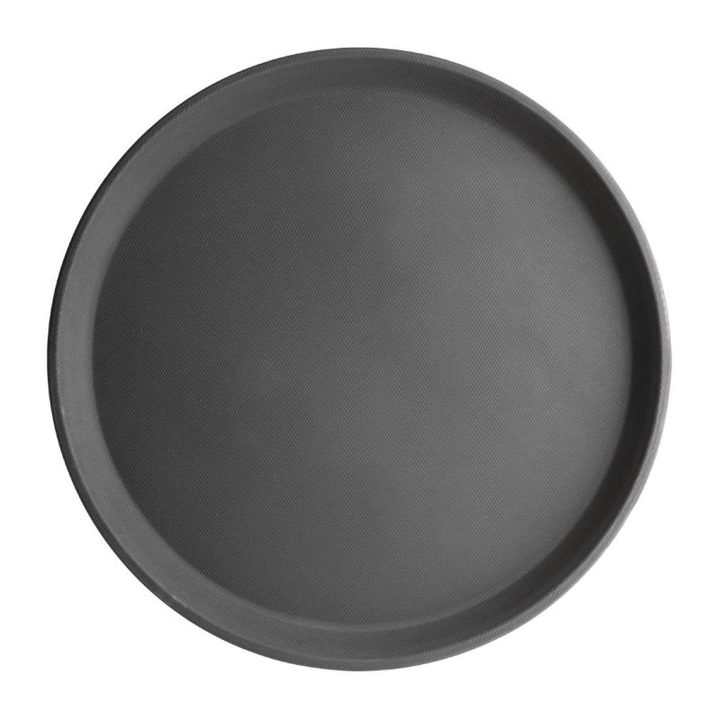 Non-slip round black fiberglass tray 356mm - Olympia KRISTALLON - Fourniresto Non-slip round black fiberglass tray 356mm - Olympia KRISTALLON - Fourniresto
