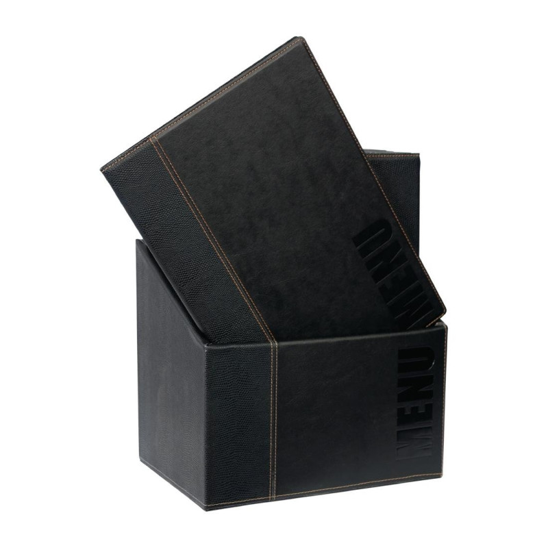 Porte-menu A4 noirs avec boîte de rangement - Lot de 20 - Securit - Fourniresto Porte-menu A4 noirs avec boîte de rangement - Lot de 20 - Securit - Fourniresto