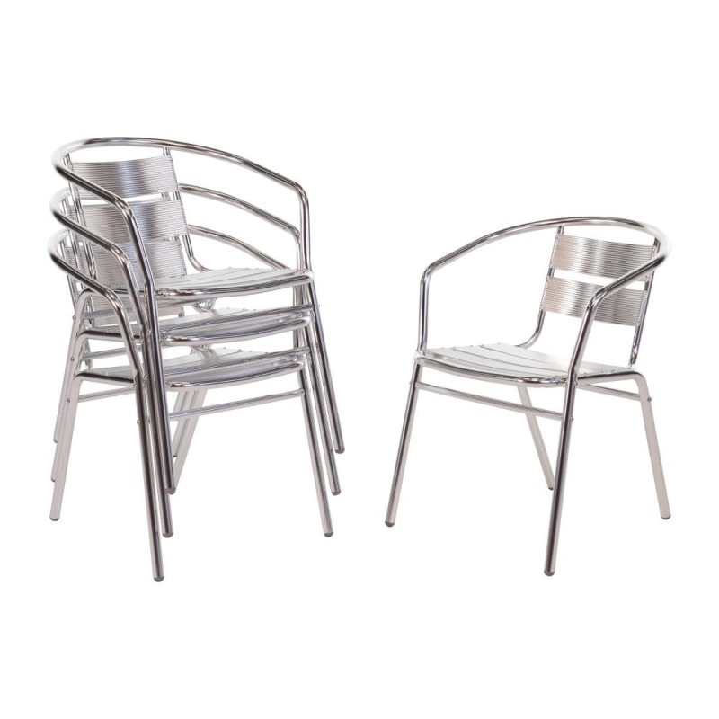Fauteuils empilables en aluminium - Lot de 4 - Bolero - Fourniresto Fauteuils empilables en aluminium - Lot de 4 - Bolero - Fourniresto