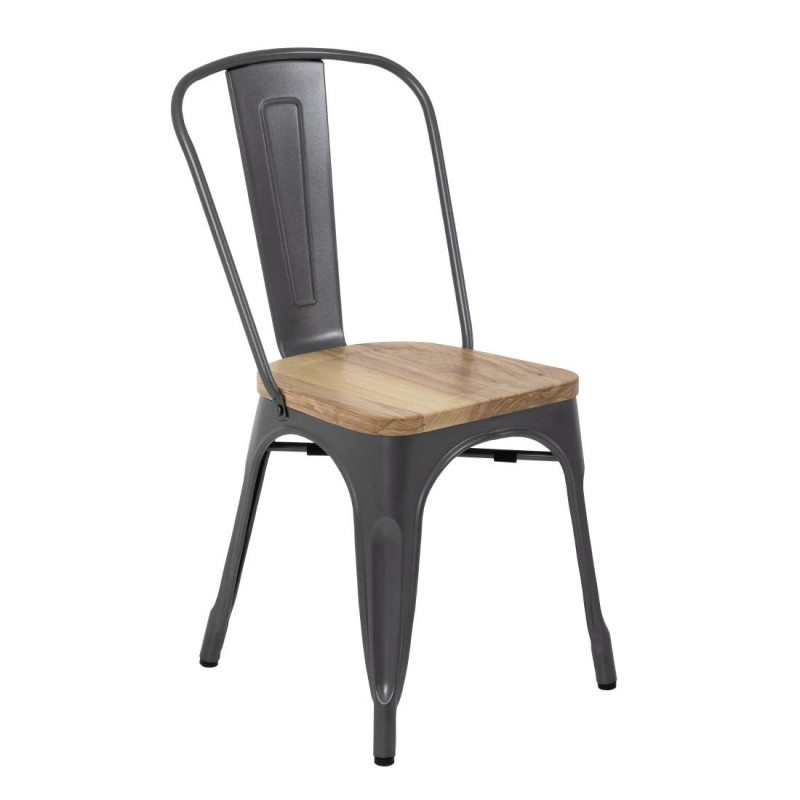 Toolid terasraamiga ja puidust istmega - metallikhall - 4 tk komplektis - Bolero Toolid terasraamiga ja puidust istmega - metallikhall - 4 tk komplektis - Bolero