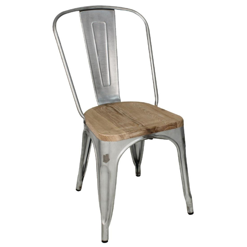 Chaises en Acier avec Assise en Bois - Lot de 4 - Bolero Chaises en Acier avec Assise en Bois - Lot de 4 - Bolero