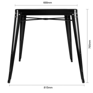 Ruudukujuline mustast terasest bistroolaud - L 668 x S 668 mm - Bolero