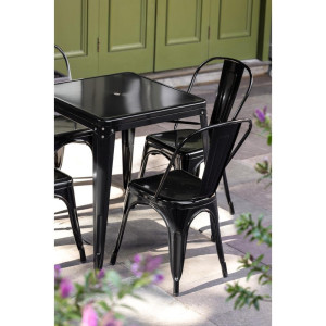 Ruudukujuline mustast terasest bistroolaud - L 668 x S 668 mm - Bolero