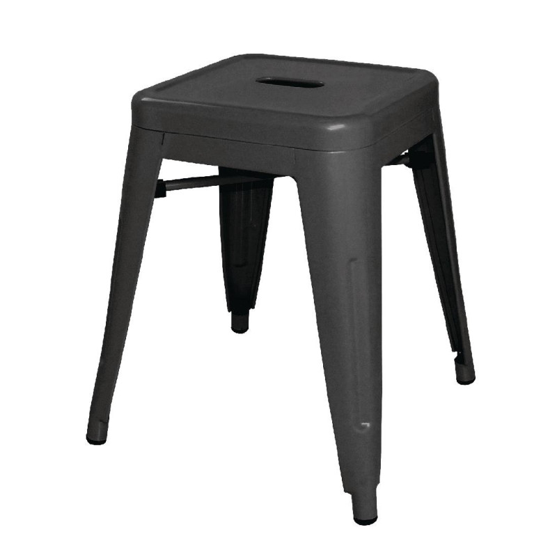 Tabourets Bas en Acier Noirs - Lot de 4 - Bolero Tabourets Bas en Acier Noirs - Lot de 4 - Bolero