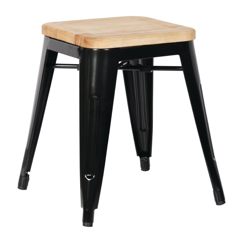 Bistroo baasist mustad terasest baaritoolid puidust istumisega - 4 tk komplektis - Bolero Bistroo baasist mustad terasest baaritoolid puidust istumisega - 4 tk komplektis - Bolero