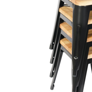 Bistroo baasist mustad terasest baaritoolid puidust istumisega - 4 tk komplektis - Bolero