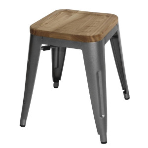 Bistroo baasmetallist hallid taburetid puidust istumisega - 4 tk komplektis - Bolero