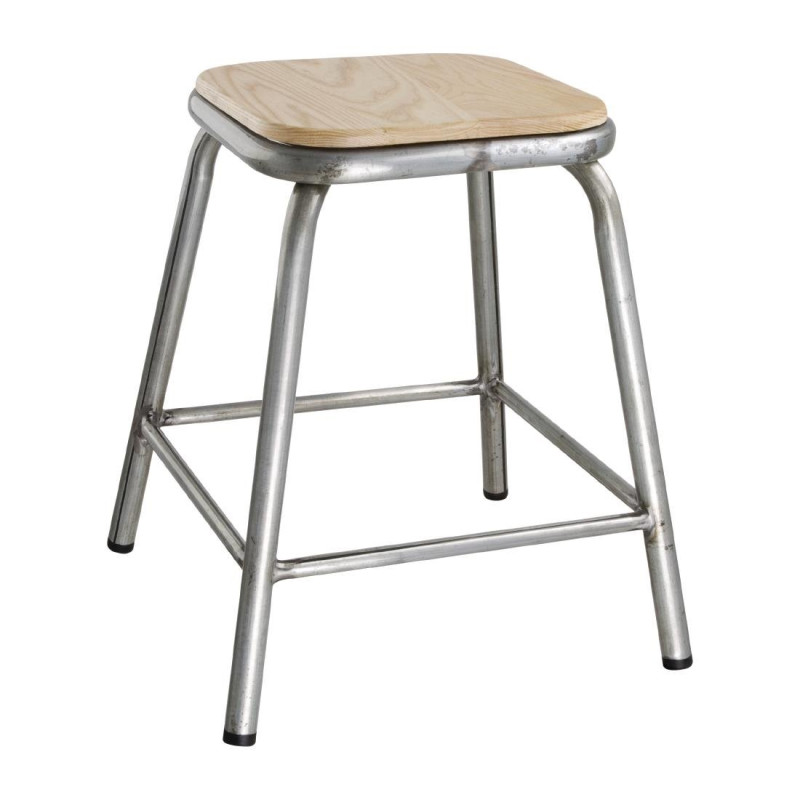 Madal terasest galvaniseeritud taburet puidust istmega Cantina - komplektis 4 - Bolero Madal terasest galvaniseeritud taburet puidust istmega Cantina - komplektis 4 - Bolero