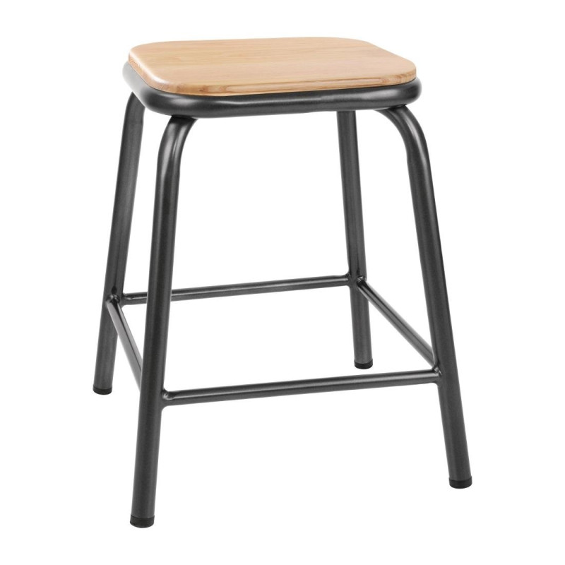 Madalad taburetid puidust istmega - metallikhall - 4 tk - Bolero Madalad taburetid puidust istmega - metallikhall - 4 tk - Bolero