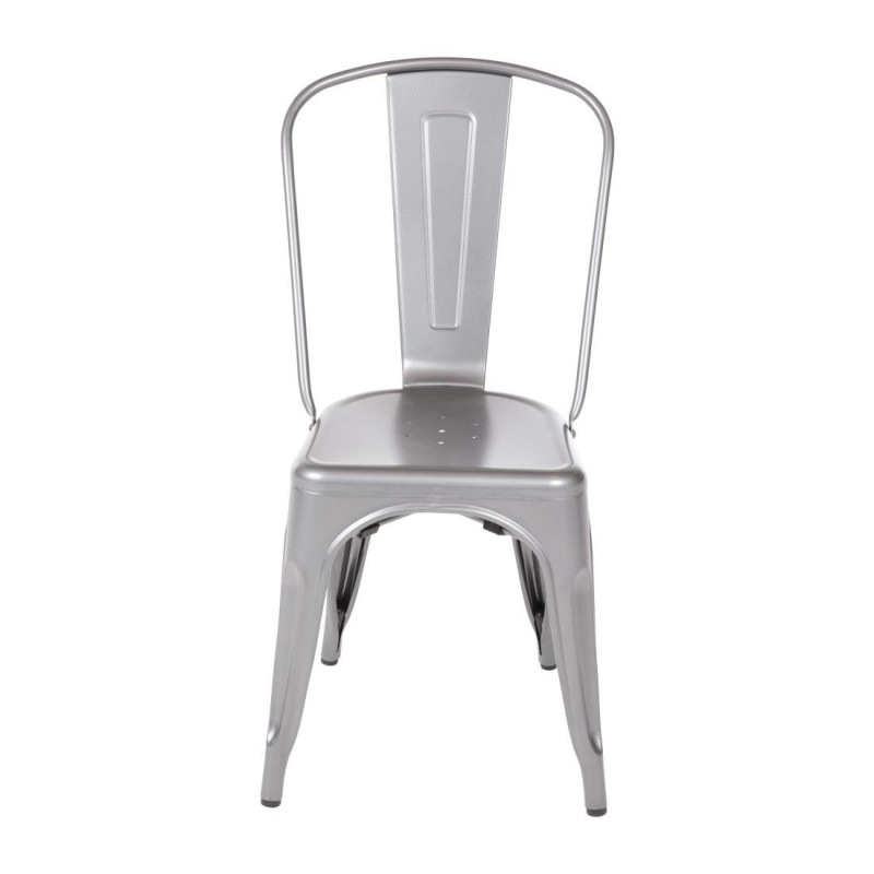Metallic Grey Steel Chairs - Set of 4 - Bolero Metallic Grey Steel Chairs - Set of 4 - Bolero