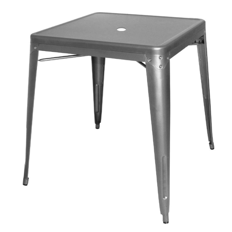 Table Carrée en Acier Gris Métallisé – L 668 x P 668 mm - Bolero Table Carrée en Acier Gris Métallisé – L 668 x P 668 mm - Bolero