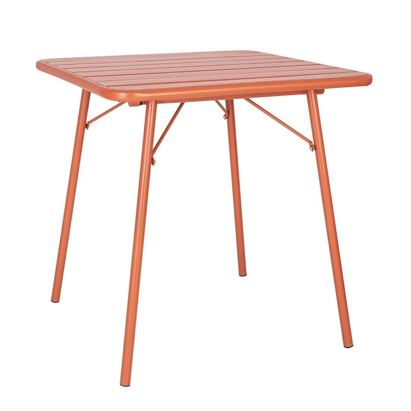 Square Steel Slatted Table - Terracotta - Bolero Square Steel Slatted Table - Terracotta - Bolero