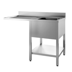 Sukeldumisbassein ühe riiuliga ja nõrutusrestiga vasakul küljel - 1200 x 700 mm - Gastro M