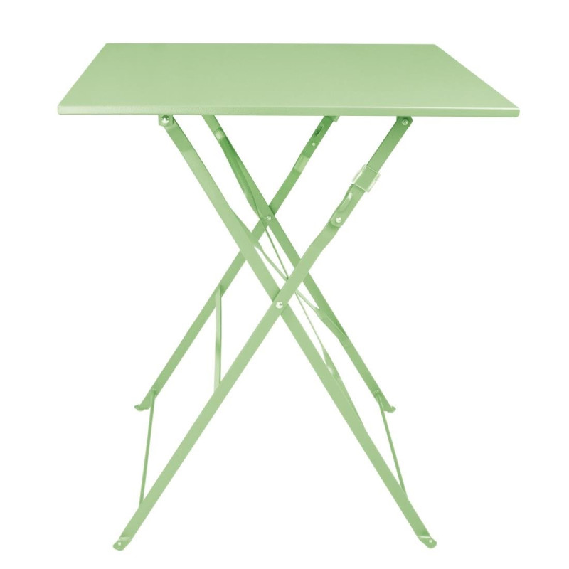 Table carrée pliante Bolero vert clair 600 mm en acier Table carrée pliante Bolero vert clair 600 mm en acier