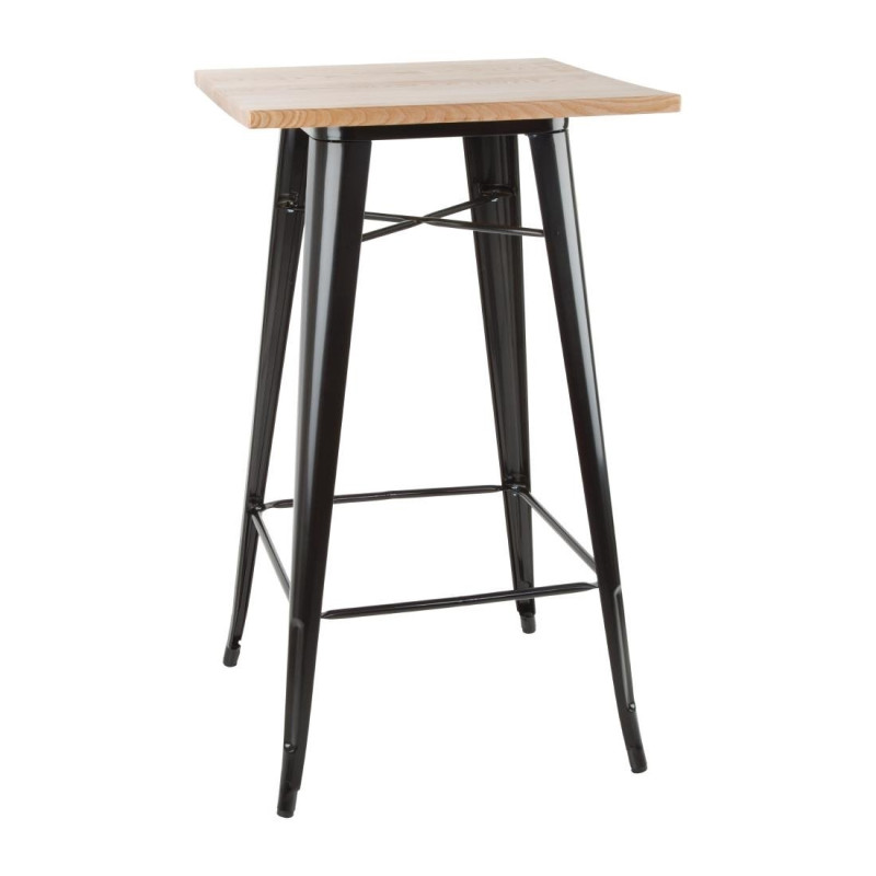 Table de Bar Noire avec Plateau en Bois Bolero - Élégante et Fonctionnelle Table de Bar Noire avec Plateau en Bois Bolero - Élégante et Fonctionnelle