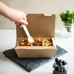 Toitude mikrosoonelised komposteeritavad karbid 130 x 195 mm - 300 Vegware'i komplekt