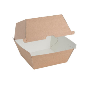 Väikesed komposteeritavad hamburgerikarbid 112mm - komplekt 150 Kraft Fiesta