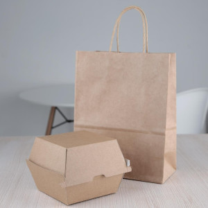 Väikesed komposteeritavad hamburgerikarbid 112mm - komplekt 150 Kraft Fiesta