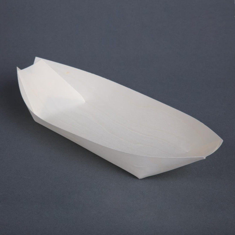 Biodegradable Poplar Wood Boat Dishes 250 mm - Pack of 100 & Environmentally Friendly Biodegradable Poplar Wood Boat Dishes 250 mm - Pack of 100 & Environmentally Friendly