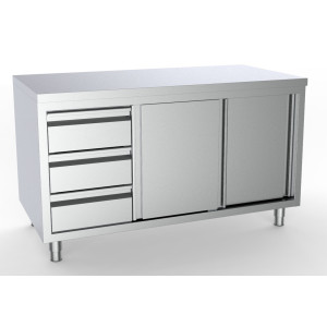 Professionaalne roostevabast terasest madal kapp - 2 ust ja 3 sahtlit - L 2000 x S 700 mm - CombiSteel